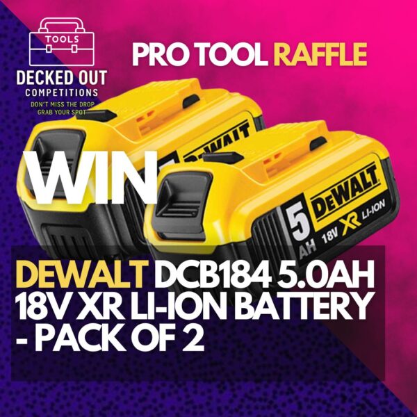 Dewalt DCB184 5.0Ah 18V XR Li-Ion Battery - Pack of 2