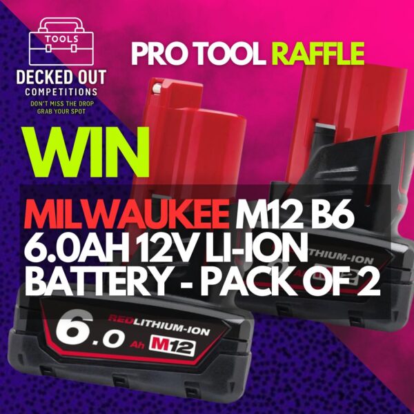Milwaukee M12 B6 6.0Ah 12V Li-Ion Battery - Pack of 2